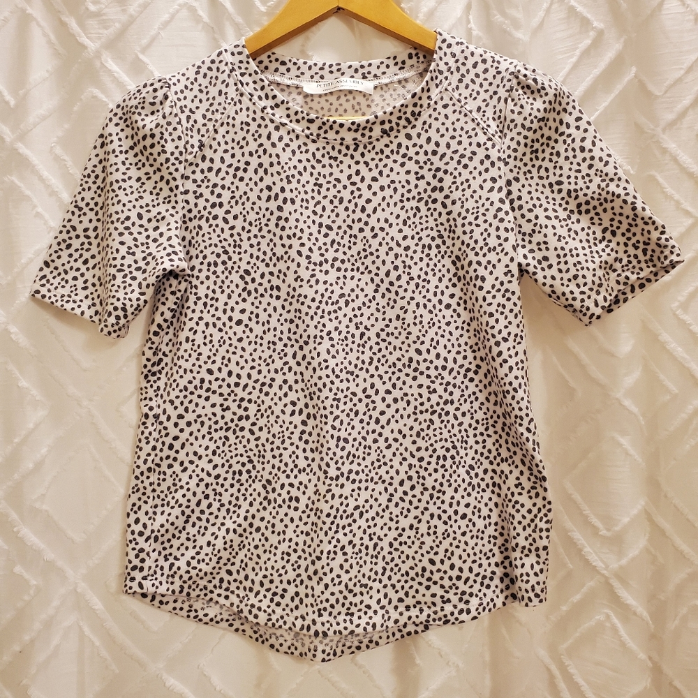 Petite Assembly, half sleeve, XS, Dalmatian print, black and white